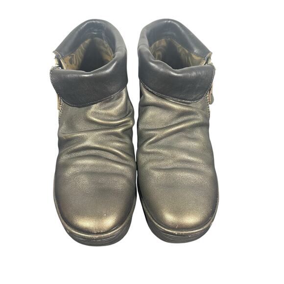 Fly London Yoxi Metallic Leather Wedge Ankle Boots EU 39 US 8-8.5 Comfort Bootie - Picture 5 of 9